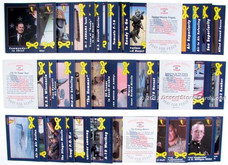 Display Of AMA Desert Storm Operation Yellow Ribbon Trading Card Set