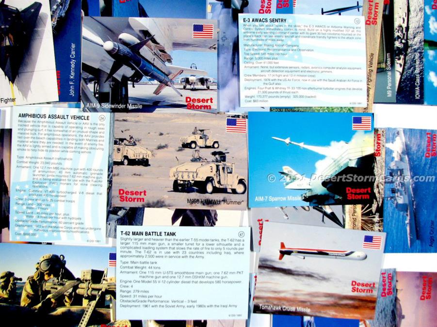 Sampling Of DSI Trading Cards Desert Storm Weapons & Specifications Cards