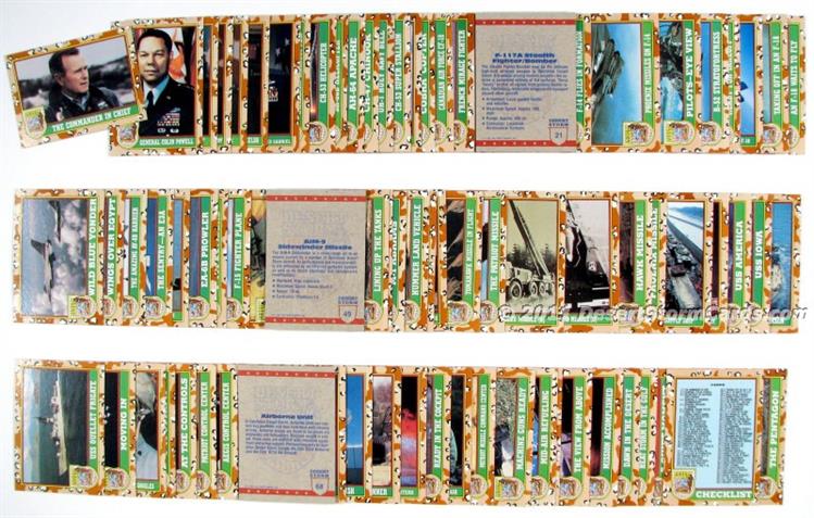 Display of Topps Desert Storm Series 1 Coalition For Peace trading cards