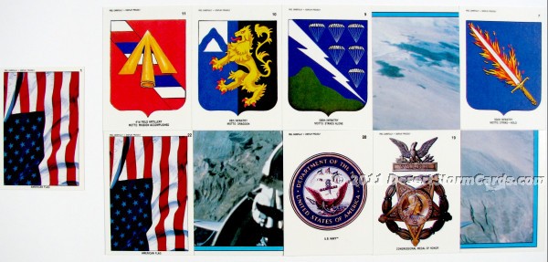 Display of Topps Desert Storm 1 Coalition For Peace Trading Cards Sticker Set Puzzle
